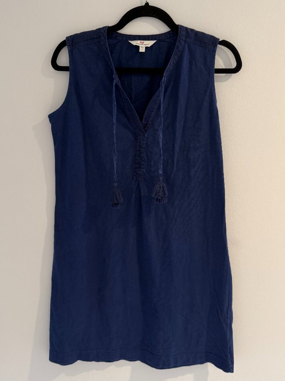 Vineyard Vines Navy Linen Tassel Tie Shift Dress / Cover Up